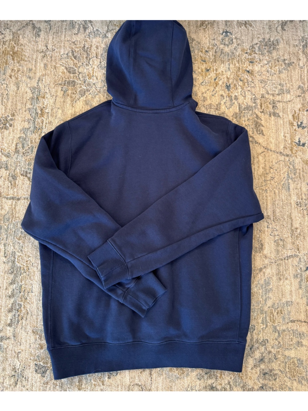 Nike Men's Navy Pullover Hoodie with White Swoosh - Picture 2 of 3